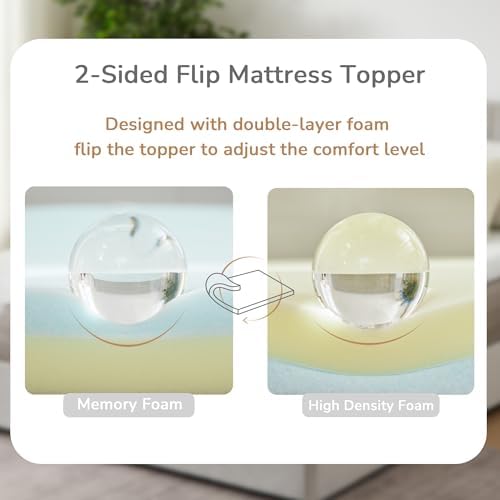 Aiwees 3 Inch Mattress Topper Cooling Memory Foam Back Pain Relief