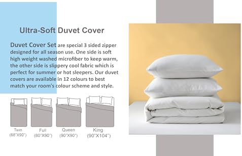 3 Side Zipper Queen Duvet Cover Set - White