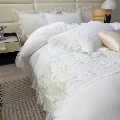 MOOWOO Pretty Bow Duvet Cover Set - Twin Size Zipper Closure