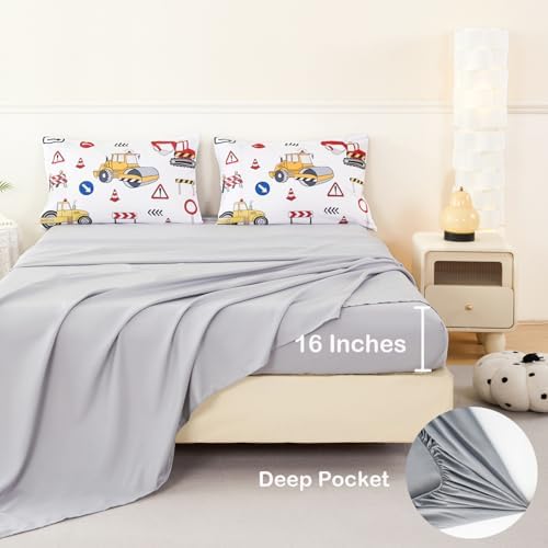 ANGIYUIN 5-Piece Cartoon Car Comforter Set for Kids