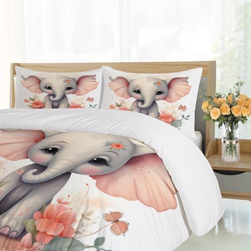 Kids Cute Elephant Duvet Cover Set