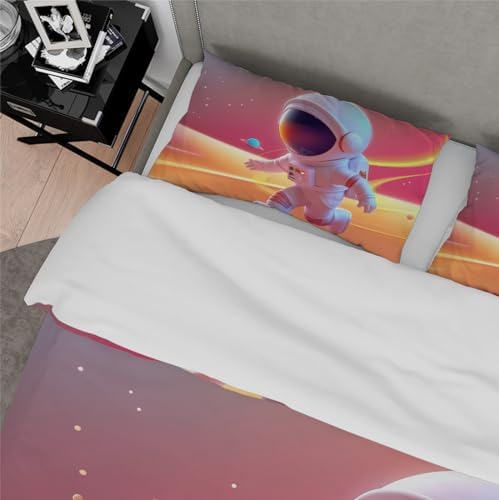 HOBBOY Bright Colors Astronaut Kids Duvet Cover Set