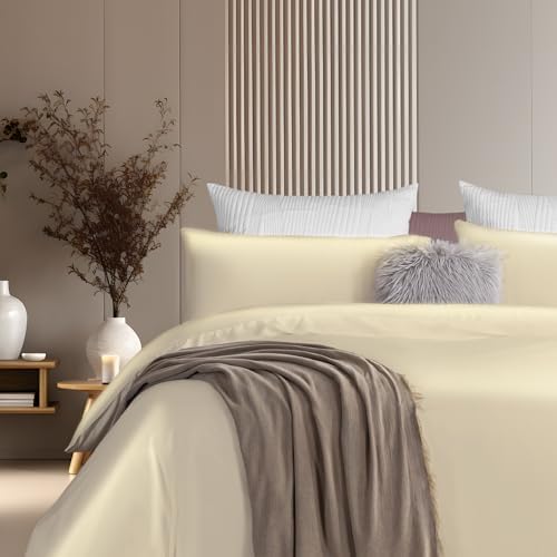 ALPHA HOME Queen Duvet Cover Set with Silk Feel