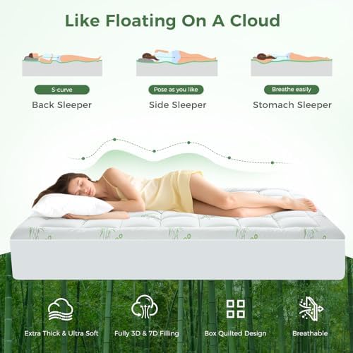 HYLEORY Bamboo Viscose Mattress Topper Queen Size Cooling