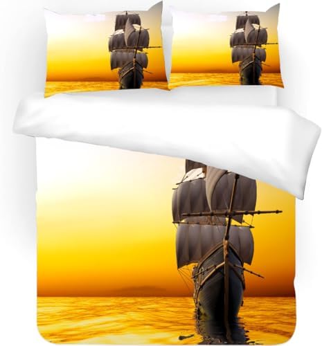 GIPNIAU Kids Duvet Cover Set California King Sailboat Design