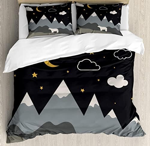 LTAETHC Mountain Range Bear Duvet Cover Set Twin Size
