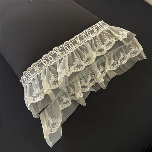 MOOWOO Chic Ruffle Lace Duvet Cover Set - Black Twin 2 Piece