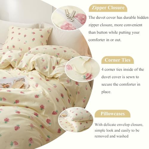 VClife Floral Queen Duvet Cover Set 3 Piece