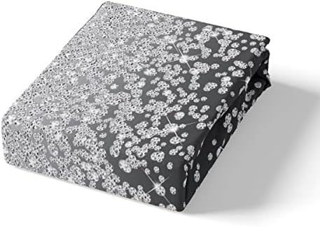 Feelyou No Glitter Duvet Cover Set with Silver Glitter Print