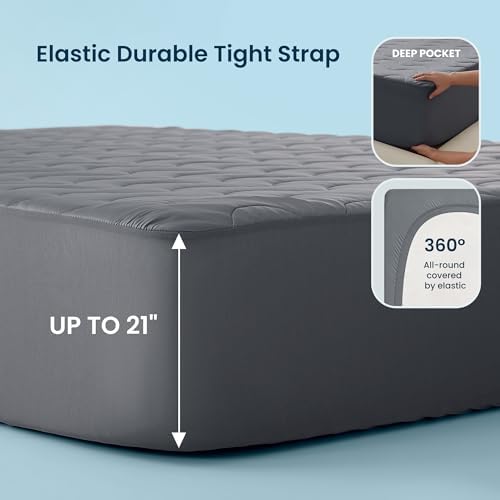 Sleep Zone Queen Cooling Mattress Pad with Waterproof Protection