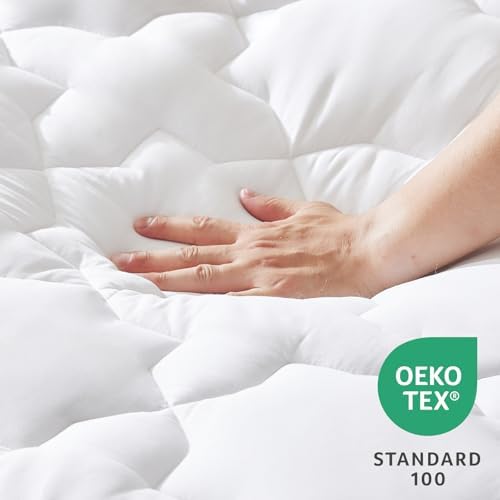 CozyLux Cal King Mattress Pad Deep Pocket 21 Non Slip Cotton Cooling Topper