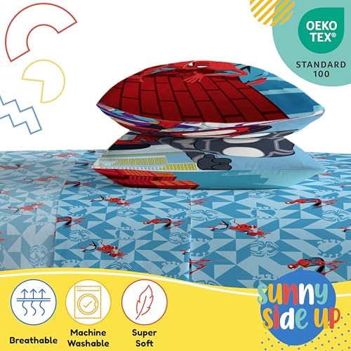 Sunny Side Up Spiderman Kids Sheet Set Blue 4 Piece Full