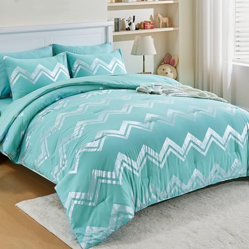 Wowelife Teal Comforter Set Queen 7 Pieces