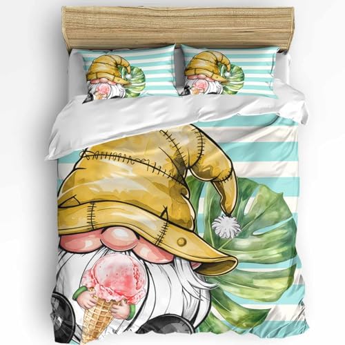 Boanket 3-Piece Queen Bedding Set with Zipper and Tropical Leaves Pattern