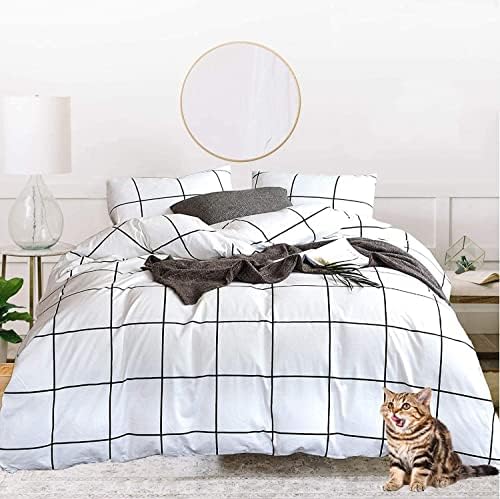 Houseri Jumeey Plaid Duvet Cover Queen Size Set