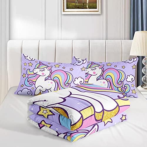 Axolotl Rainbow Unicorn Comforter Set Twin