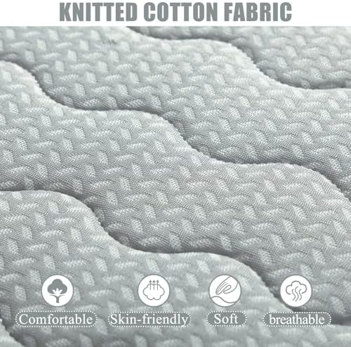 Grey Memory Foam Mattress Topper with Elastic Strap and Anti-Slip Design