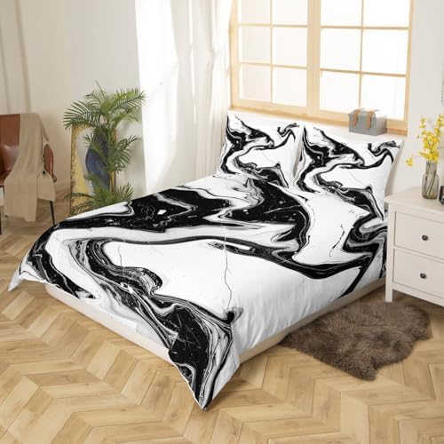 Feelyou Marble Texture Duvet Cover Set 3Pcs Queen Size 1
