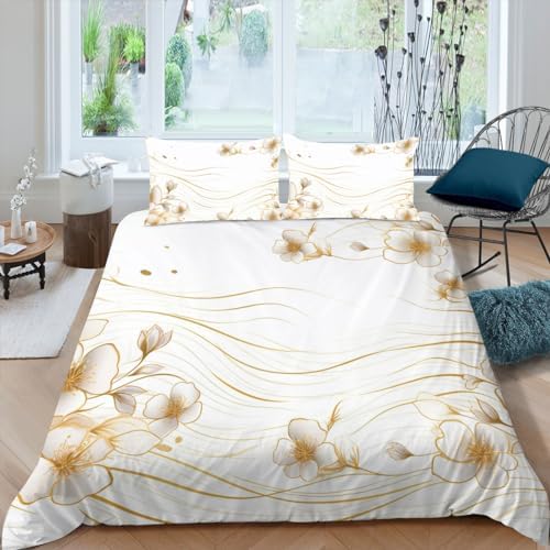 Cherry Blossom Duvet Cover Set Queen Size with Zipper and Pillowcases