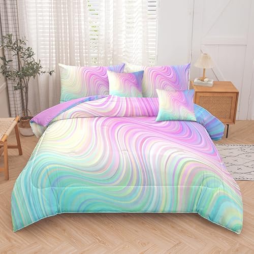 Helloosuu Pink Twin Bedding Set 7PCS Kids Comforter