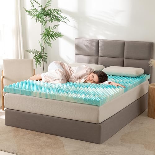 Elegant Comfort 3 Inch Memory Foam Mattress Topper - Blue Swirl