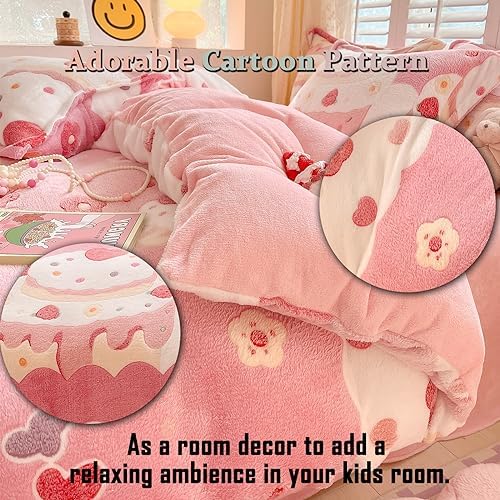 MorroMorn Pink Duvet Cover Set for Girls Kids