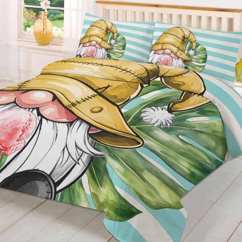 Boanket 3-Piece Queen Bedding Set with Zipper and Tropical Leaves Pattern
