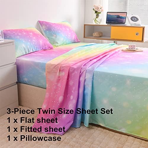 URLINENS Rainbow Sheets Twin 3 Piece Set