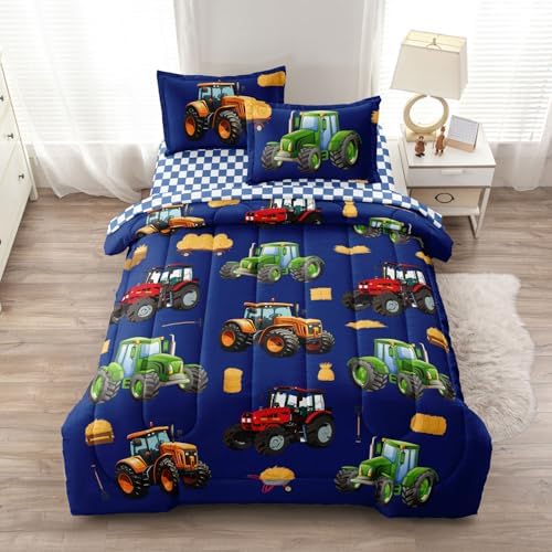 Leaflin Tractor Bedding Set for Kids - 5 Piece Twin