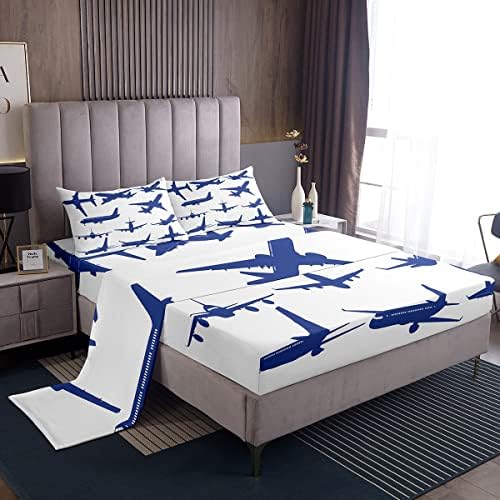 Feelyou Kids Airplane Sheet Set Twin Size with Deep Pocket