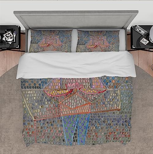 HOBBOY Paul Klee Art 3pc Duvet Set with Zipper Pillowcases