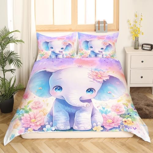 Feelyou Kids Elephant Duvet Cover Set Queen Size 1