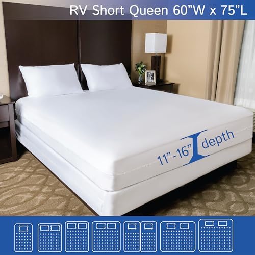 RV Short Queen Mattress Protector Waterproof Zippered Encasement