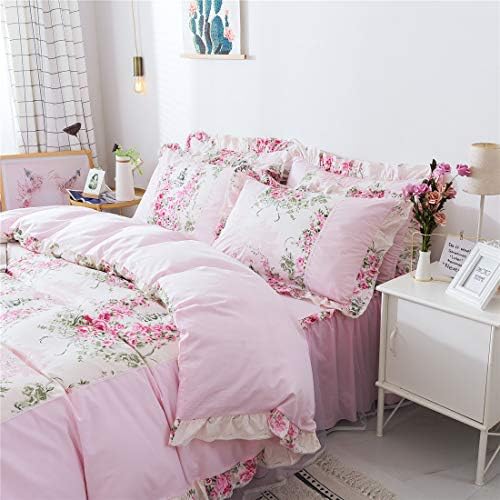 FADFAY Pink Rose Floral Duvet Cover Set Twin XL 4Pcs