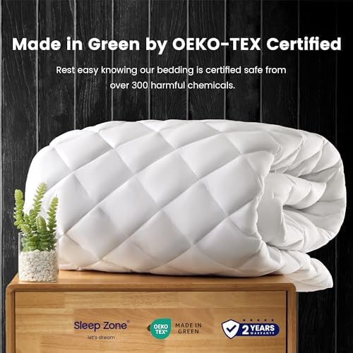 SLEEP ZONE Cooling Mattress Pad King Size Non-Slip Breathable