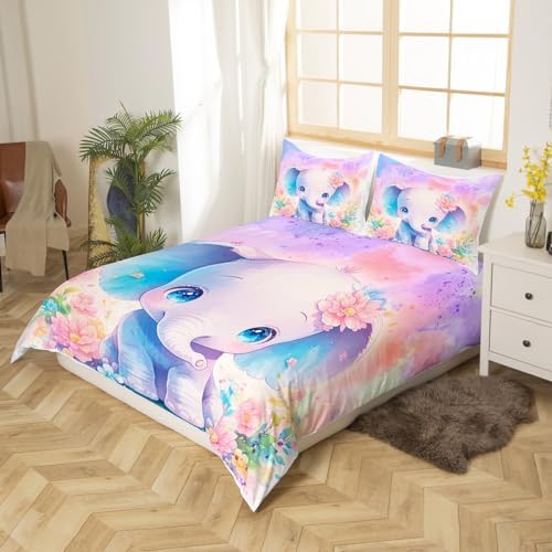 Feelyou Kids Elephant Duvet Cover Set Queen Size 1