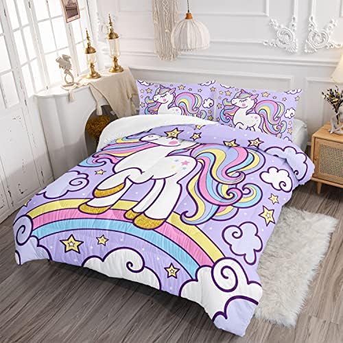 Axolotl Rainbow Unicorn Comforter Set Twin