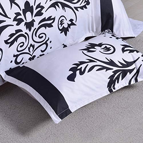 Feelyou Queen Duvet Cover Set Black White Zipper 3 Pc