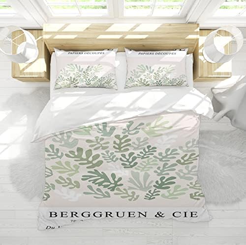 HOBBOY Green Plant Pattern Duvet Cover Set 3 Piece Twin XL