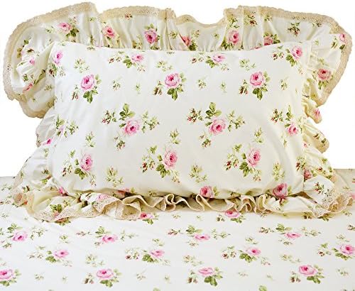 FADFAY Rosette Floral Duvet Cover Set for Girls 3 Piece Twin