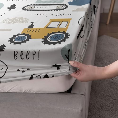 Smell Sunshine Cartoon Excavator Truck Bedding Set 4PCS