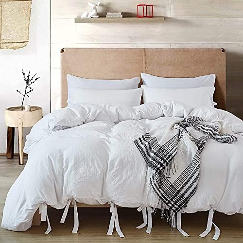 Annadaif King Size Duvet Cover Set 3 Pieces with Bowknot Tie