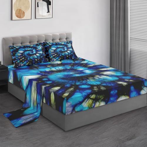 Pamnest Full Size Bed Sheet Set with Tie Dye Design 1
