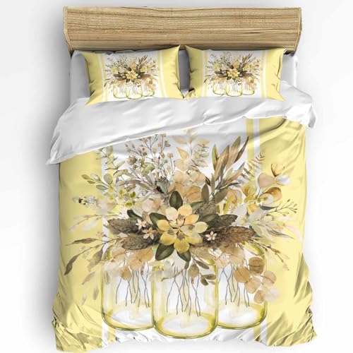 3-Piece Twin Bedding Set with Zipper andCorner Ties