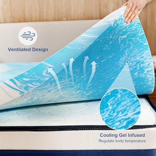 Bynex 3 Inch Twin Memory Foam Mattress Topper with Cooling Gel 1