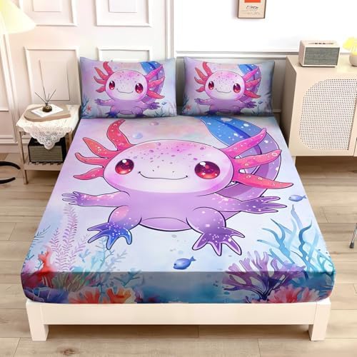 Cute Axolotl Bed Set Twin Fitted Sheet