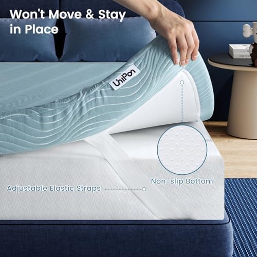 UniPon 4 Inch Firm Gel Mattress Topper for Back Pain Relief