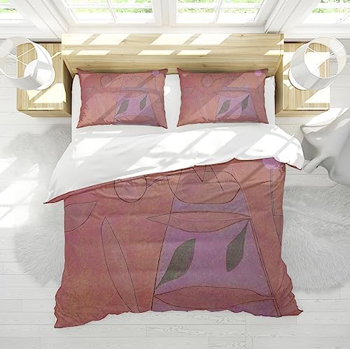 HOBBOY Dreamy Red Duvet Cover Set with Zipper Closure 3pc