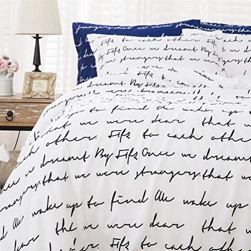 Homebed King Duvet Cover Set 3 Piece Reversible Love Letters White Black