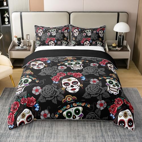 Castle Fairy Sugar Skull Duvet Set Queen Size 3 Pcs 1